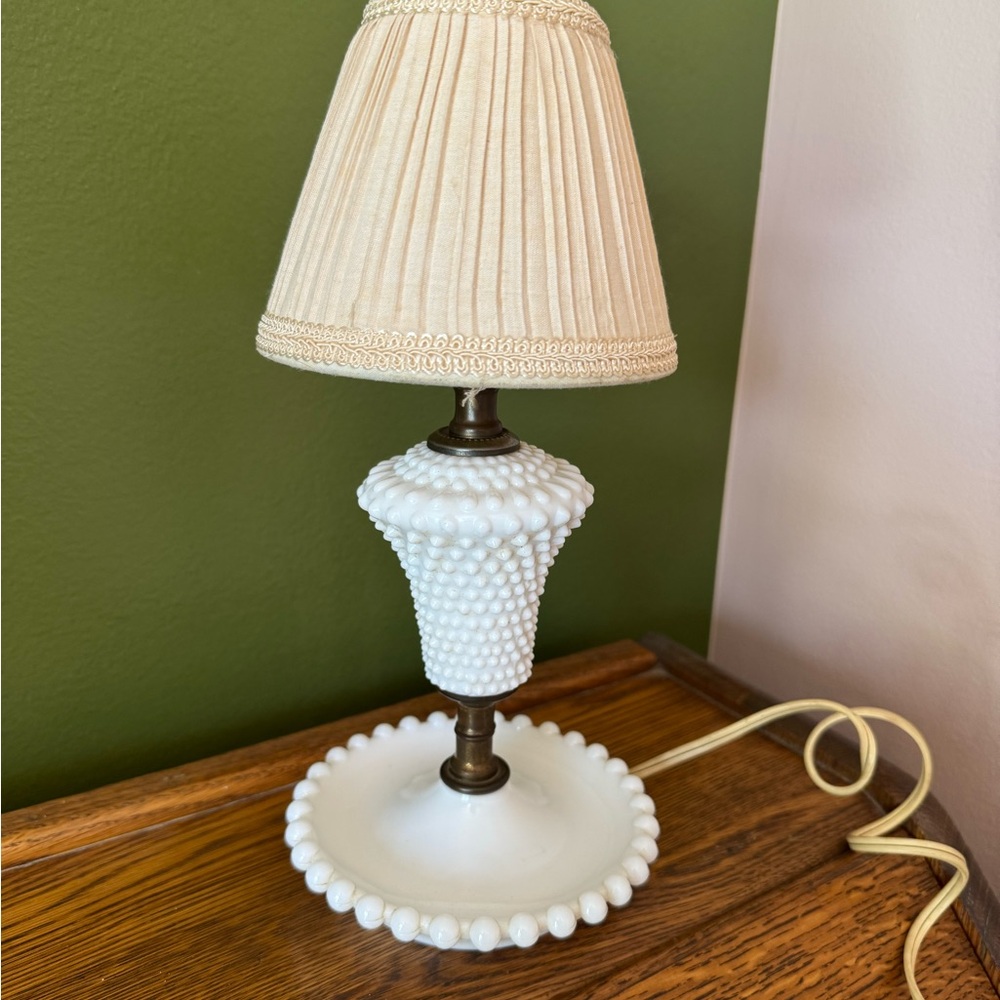 White Hobnail Milk Glass Table Lamp - Classic Home Accent